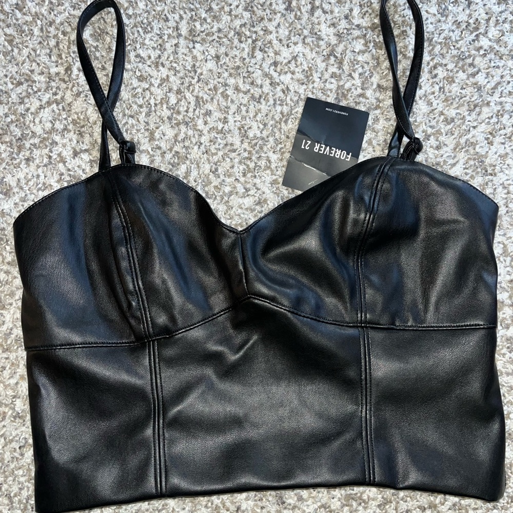 Forever21 Faux Leather Cami with Adjustable Spaghetti Straps